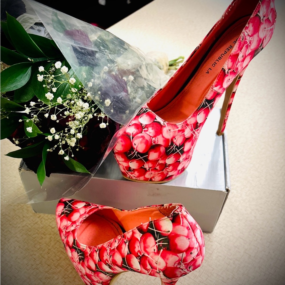 Cherry Print High Heels